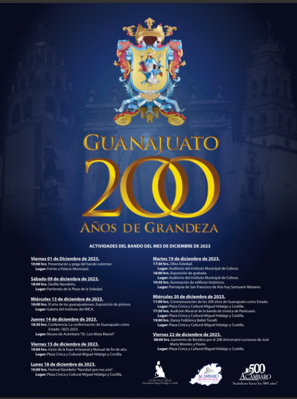 Bando por los 200 años de Guanajuato como Estado en Acámbaro